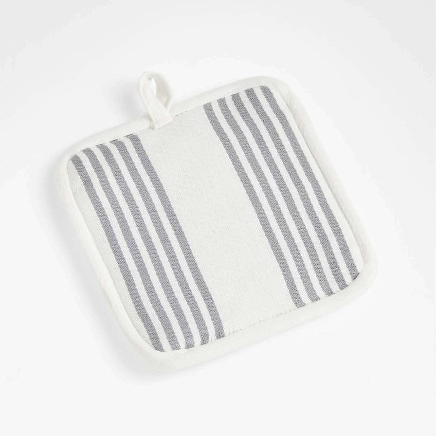 Kitchen Linens * | Best Sale Cuisine Stripe Alloy Grey Pot Holder