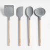 Kitchen Tools & Accessories * | Best Sale Crate & Barrel Wood And Grey Silicone Utensils, Set Of 4