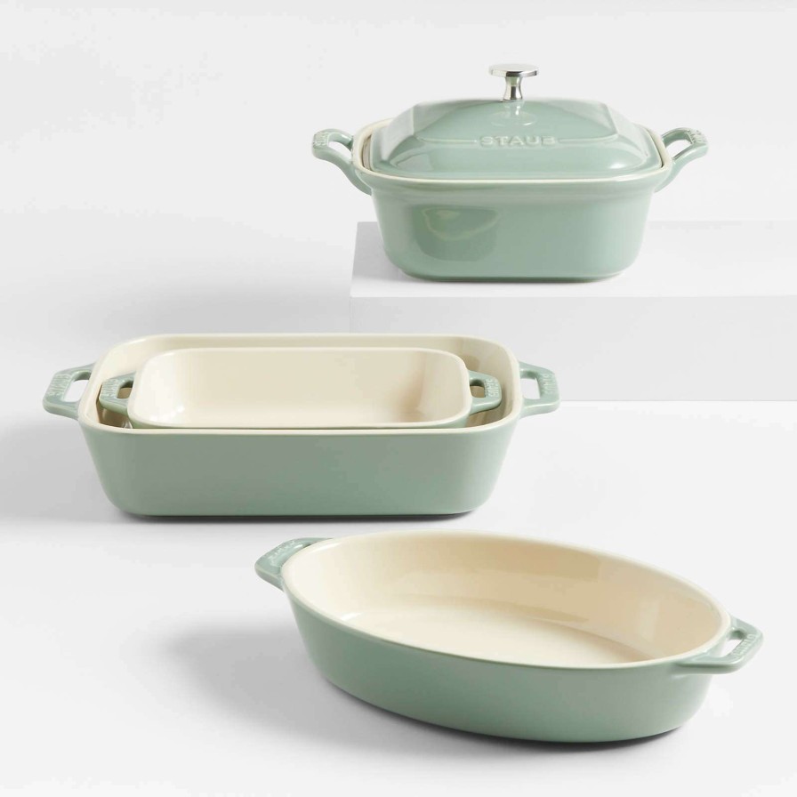 Bakeware * | Sells Cheap Staub 5-Piece Eucalyptus Green Ceramic Baking Dish Set