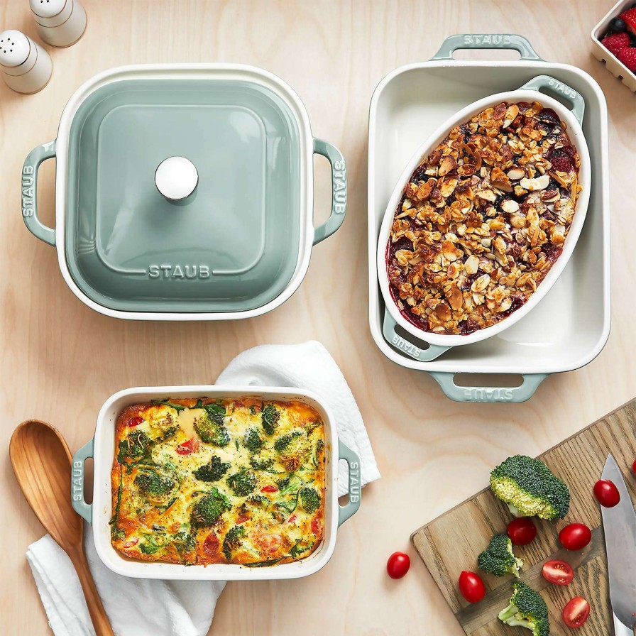 Bakeware * | Sells Cheap Staub 5-Piece Eucalyptus Green Ceramic Baking Dish Set