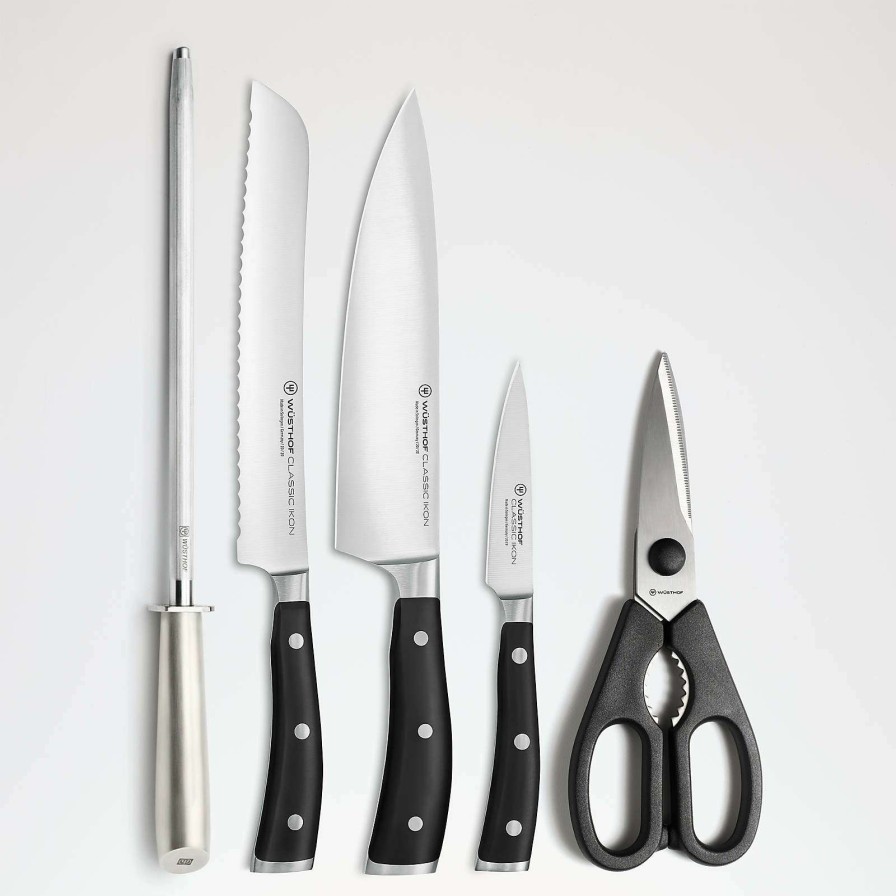 Cutlery * | Discount Online Wusthof Classic Ikon 6-Piece Acacia Knife Block Set