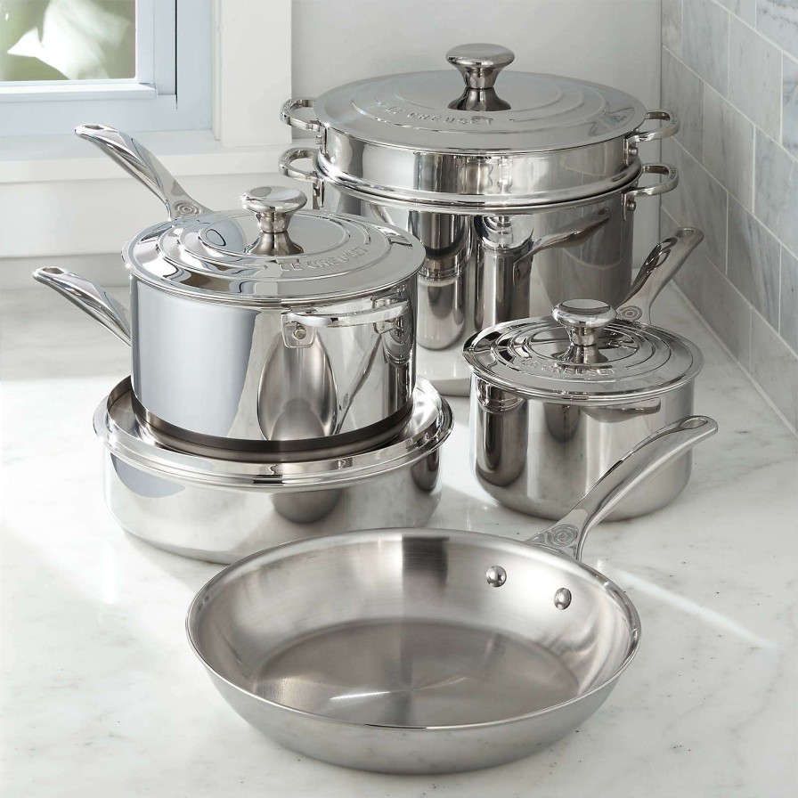 Cookware * | Discount Online Le Creuset Signature 10-Piece Stainless Steel Cookware Set