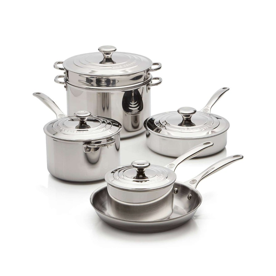 Cookware * | Discount Online Le Creuset Signature 10-Piece Stainless Steel Cookware Set