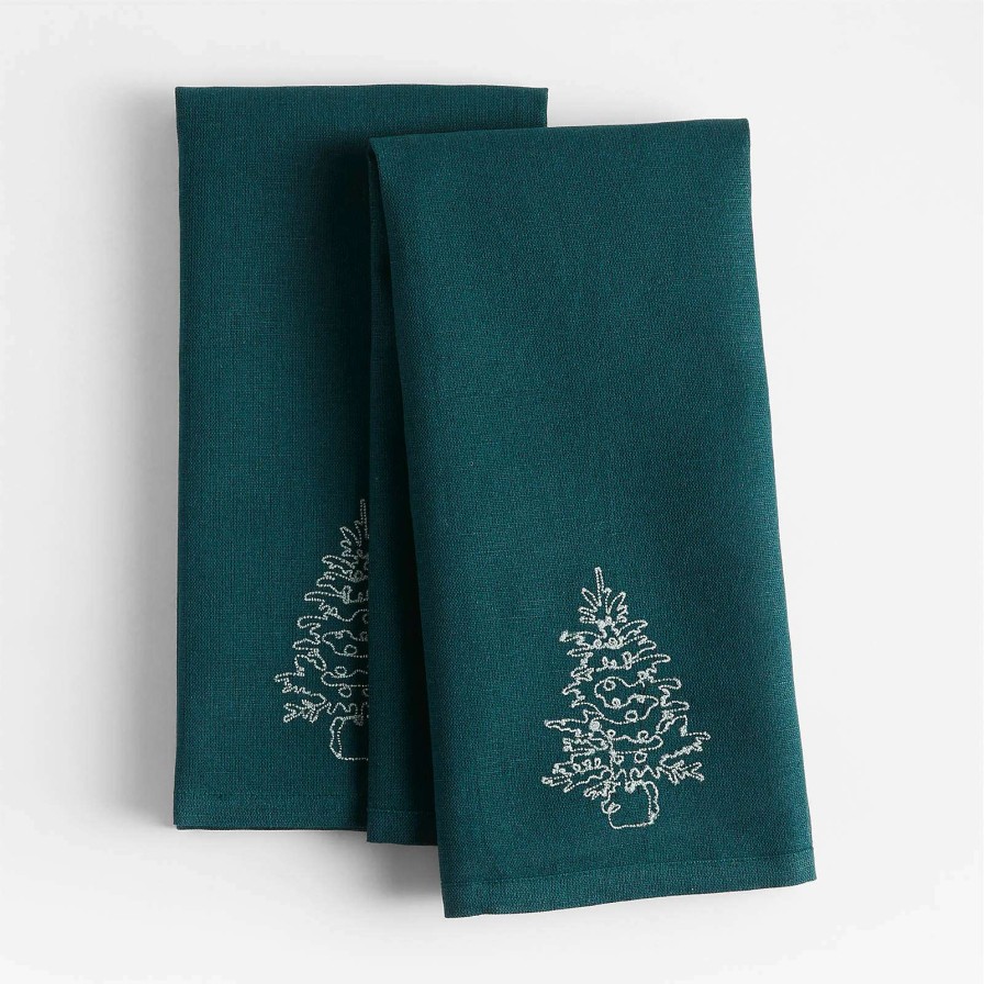 Kitchen Linens * | Sells Cheap Green Tree Dish Towels, Set Of 2