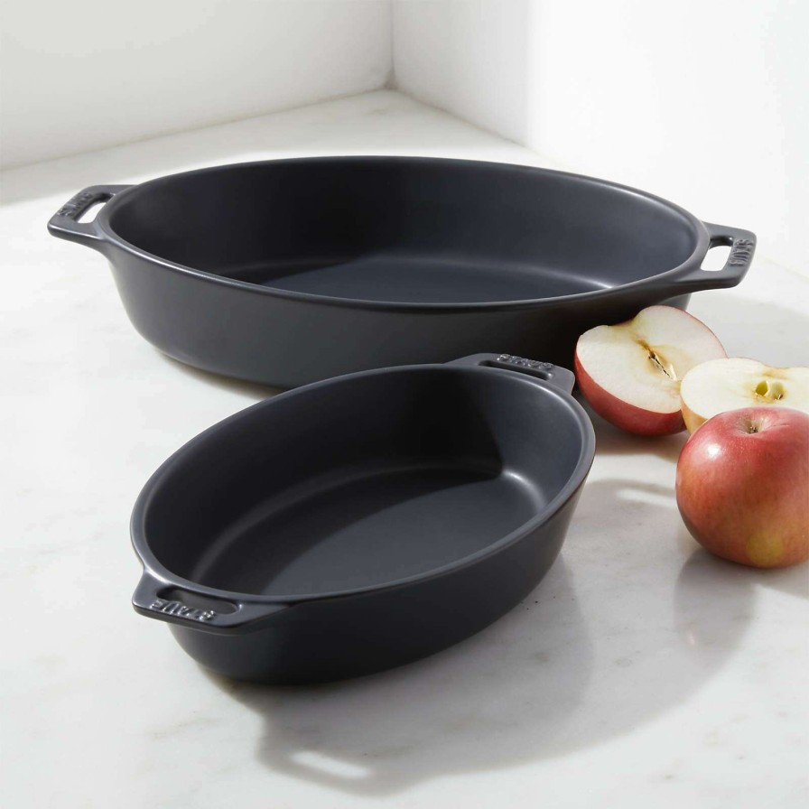 Bakeware * | Sells Cheap Staub Matte Black 2-Piece Oval Baker Set