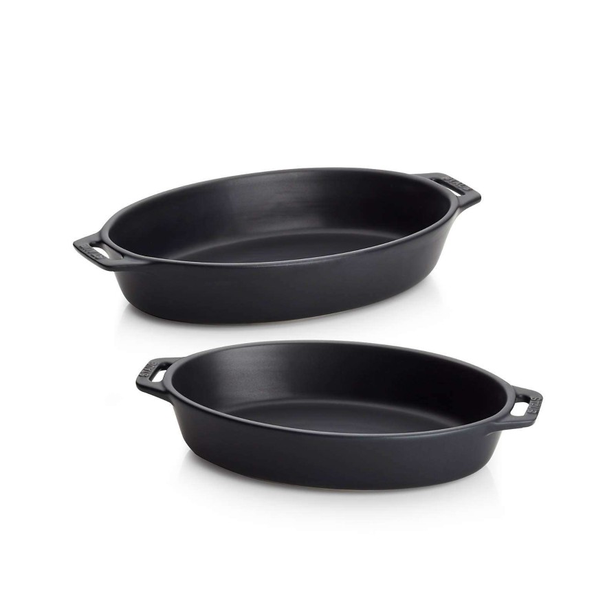 Bakeware * | Sells Cheap Staub Matte Black 2-Piece Oval Baker Set