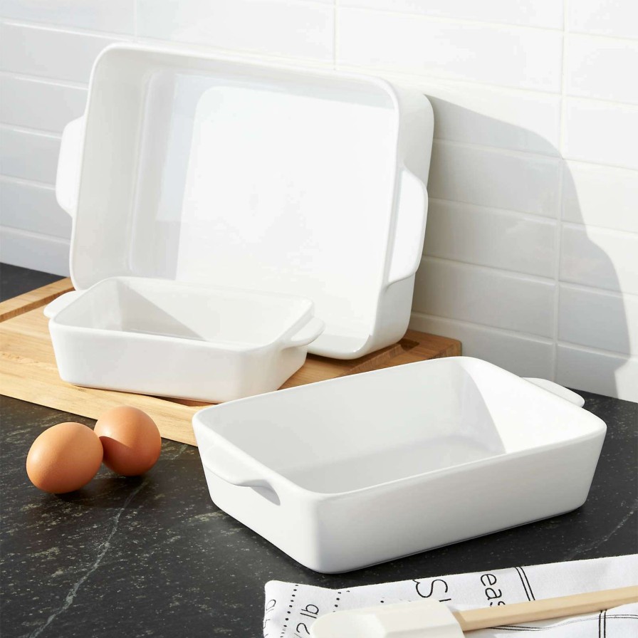 Bakeware * | Outlet White Potluck Baking Dishes Set Of Three