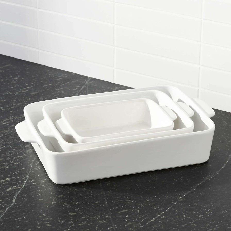 Bakeware * | Outlet White Potluck Baking Dishes Set Of Three