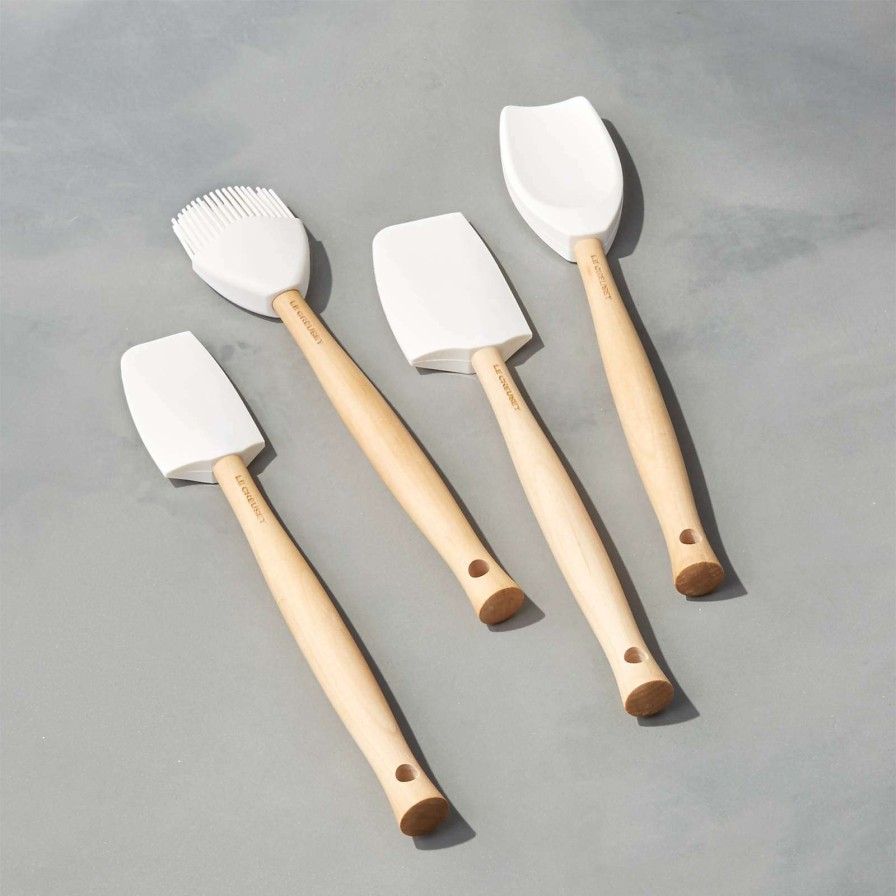 Kitchen Tools & Accessories * | Official Le Creuset 5-Piece White Kitchen Utensils With Holder Set