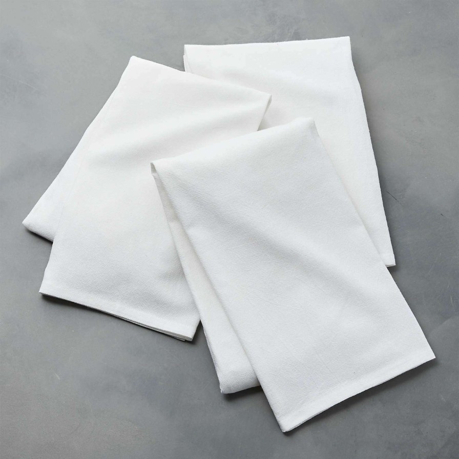 Kitchen Linens * | With Discount White Flour Sack Dish Towels, Set Of 3