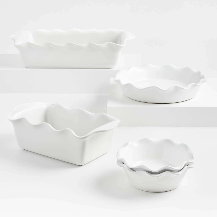 Bakeware * | Best Choice White Ruffle 5-Piece Bakeware Set