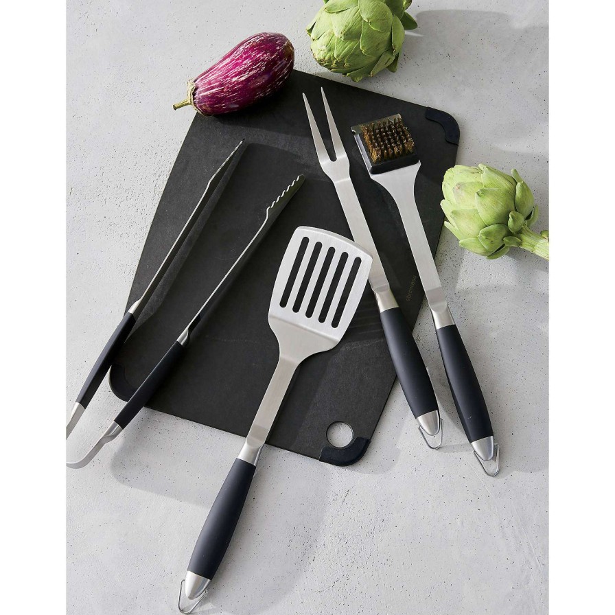 Kitchen Tools & Accessories * | Excellent Quality Black-Handled 4-Piece Barbecue Tool Set