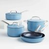 Cookware * | Discount Online Crate & Barrel Evencook Ceramic Denim Ceramic Nonstick 8-Piece Cookware Set With Bonus