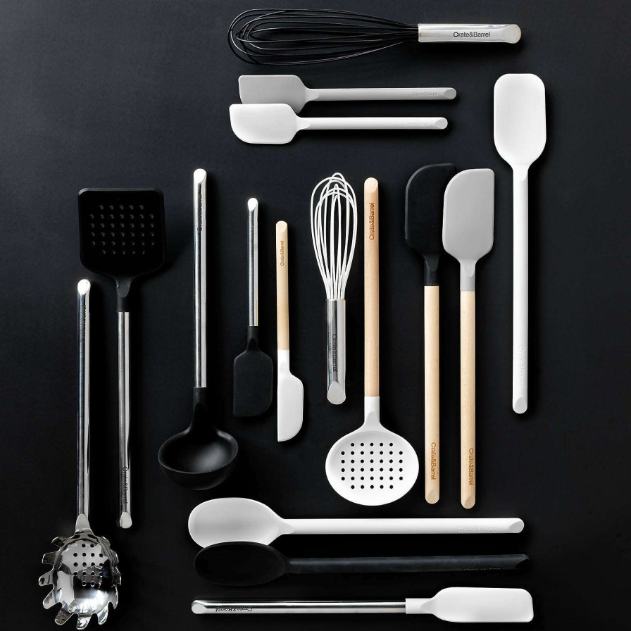 Kitchen Tools & Accessories * | Official Crate & Barrel Wood And Black Silicone Utensils, Set Of 4