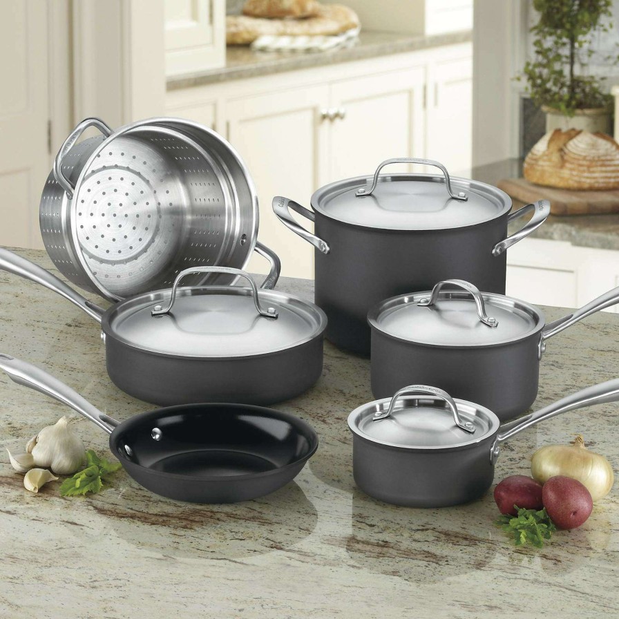 Cookware * | Good Quality Cuisinart Greengourmet 10-Piece Hard-Anodized Non-Stick Cookware Set