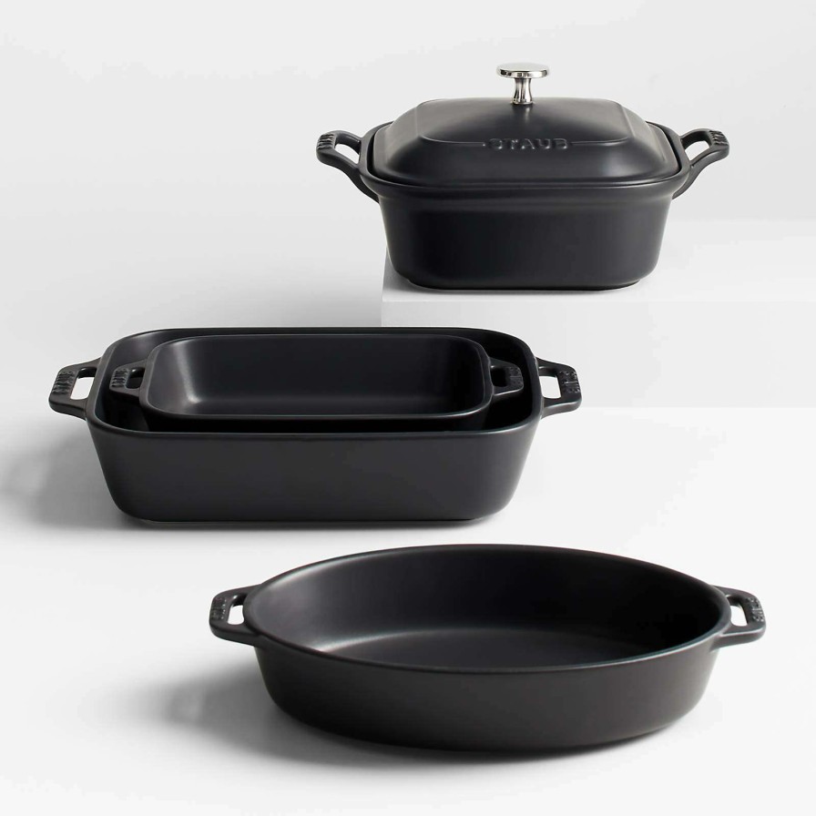 Bakeware * | Cheap Online Staub Ceramics Matte Black 5-Piece Bakeware Set