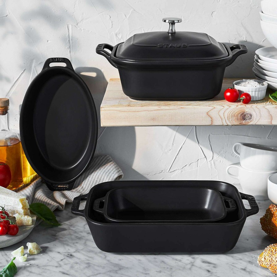 Bakeware * | Cheap Online Staub Ceramics Matte Black 5-Piece Bakeware Set