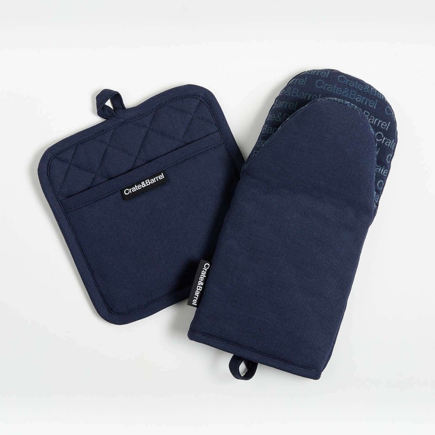 Kitchen Linens * | Online Silicone Grip Indigo Oven Mitt