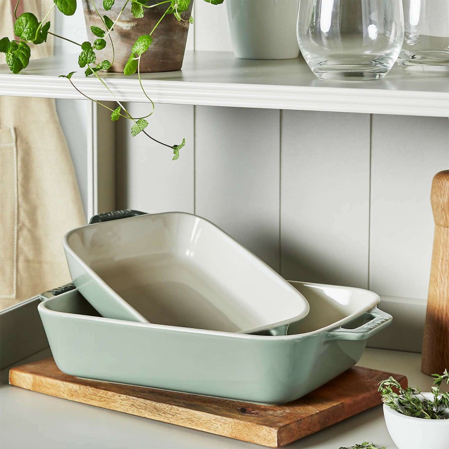 Bakeware * | Discount Online Staub 2-Piece Eucalyptus Green Ceramic Baking Dish Set