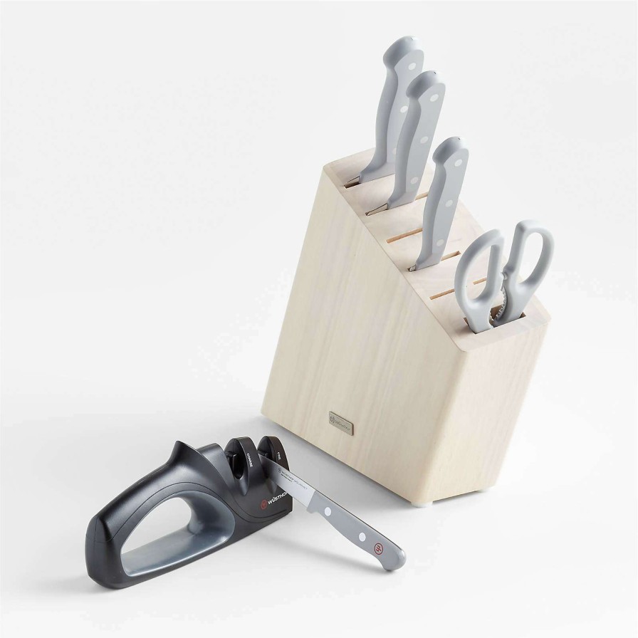 Cutlery * | With Discount Wusthof Gourmet Grey 7-Piece Knife Block Set