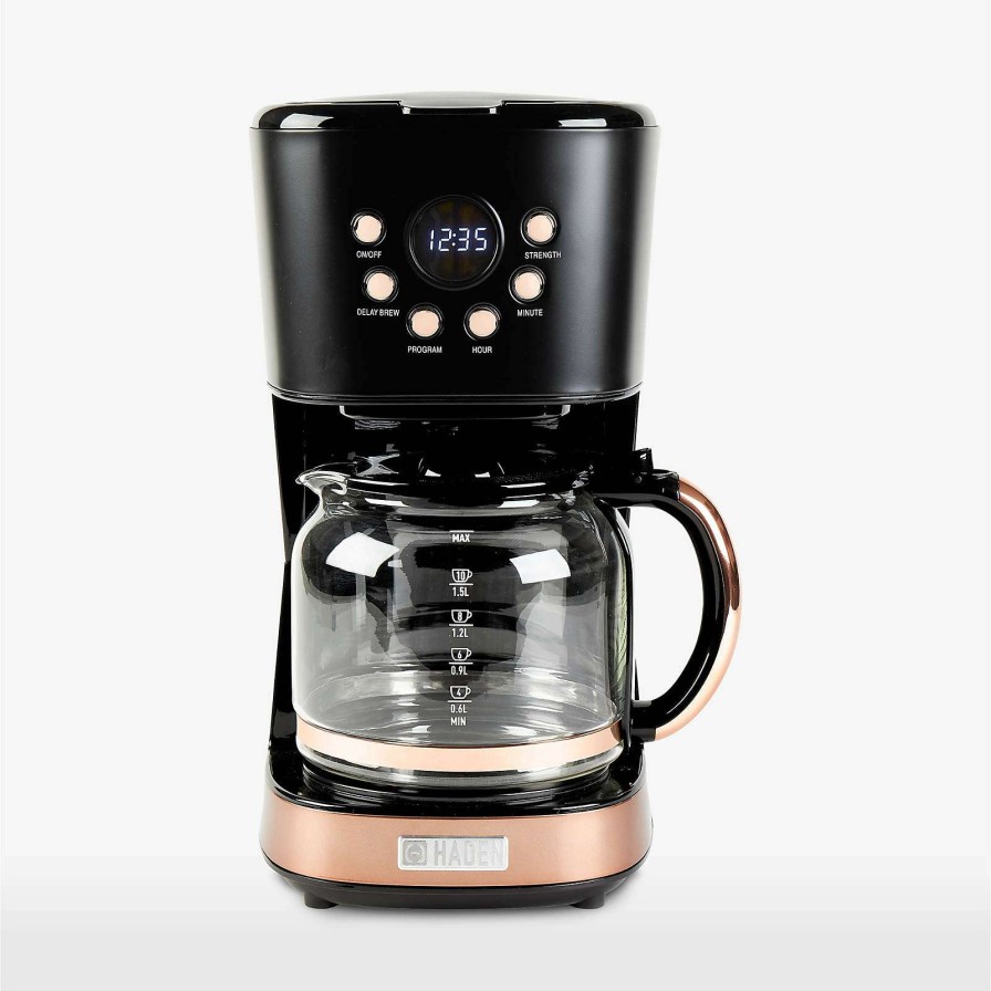 Coffee & Espresso & Tea * | New Haden Black And Copper 10-Cup Programmable Drip Coffee Maker