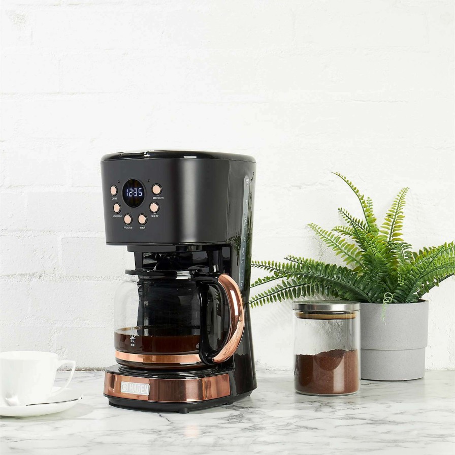 Coffee & Espresso & Tea * | New Haden Black And Copper 10-Cup Programmable Drip Coffee Maker