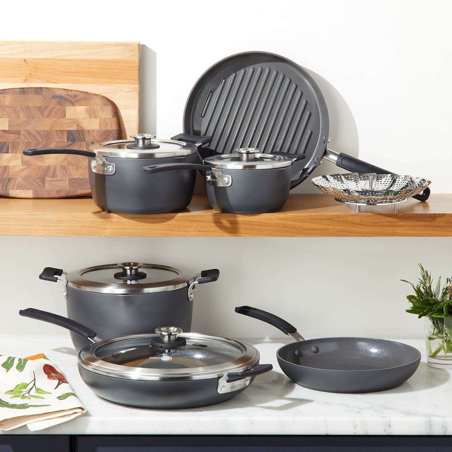 Cookware * | Offering Discounts Greenpan Levels 11-Piece Stackable Ceramic Non-Stick Cookware Set