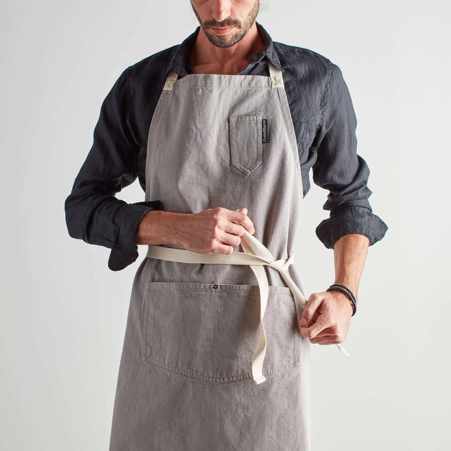 Kitchen Linens * | Best Choice Alloy Grey Kitchen Apron With Pockets