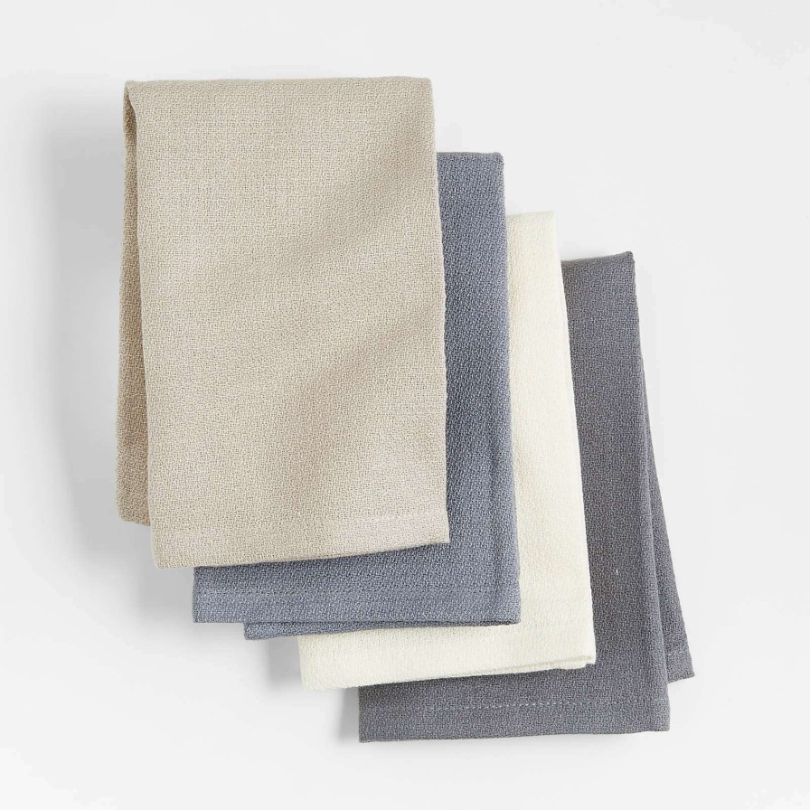 Kitchen Linens * | With Discount Crepe Weave Tonal Grey Dishcloths, Set Of 4