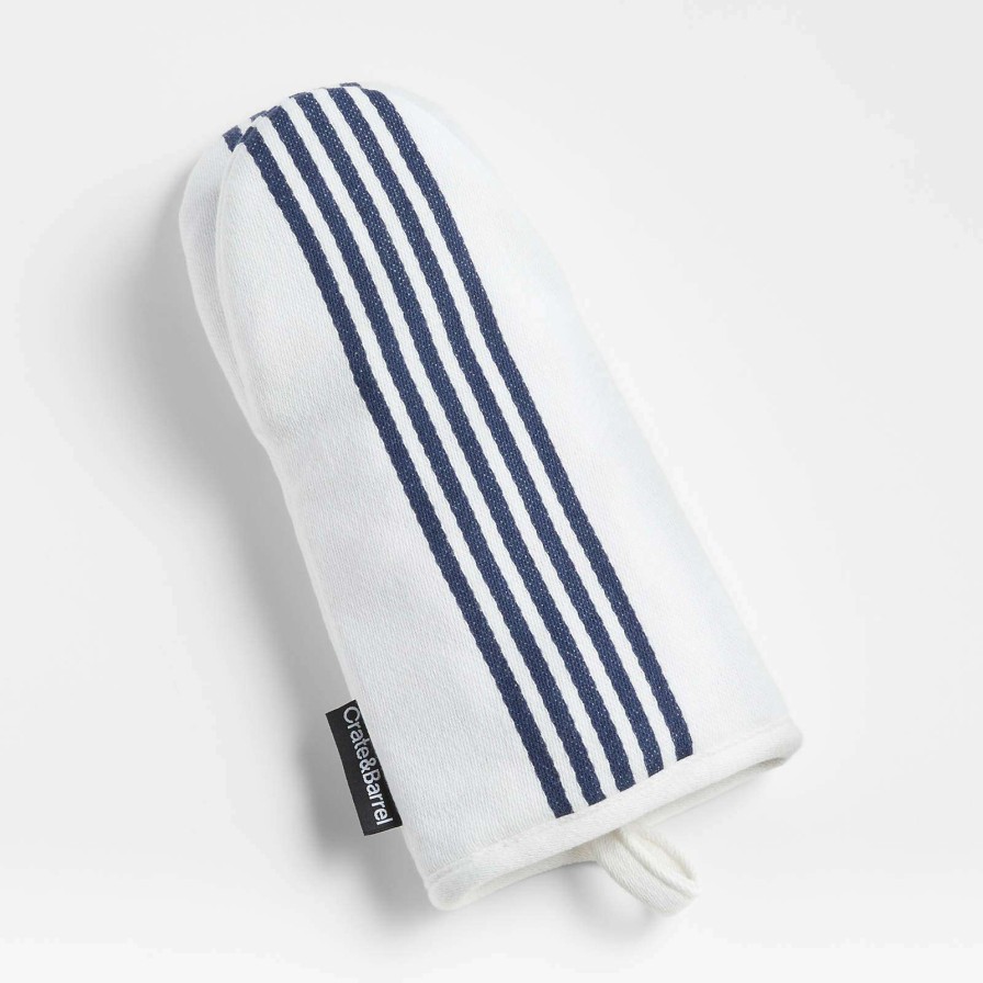 Kitchen Linens * | Best Choice Cuisine Stripe Indigo Oven Mitt