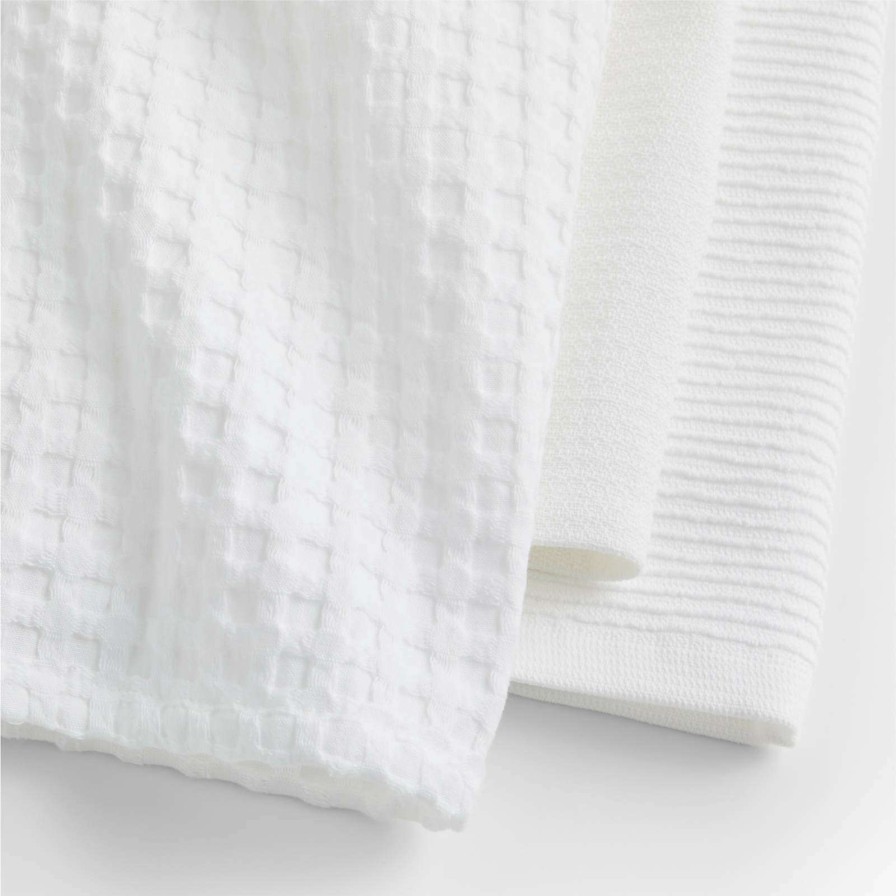 Kitchen Linens * | Official Absorbent Multi-Weave White Dish Towels, Set Of 3