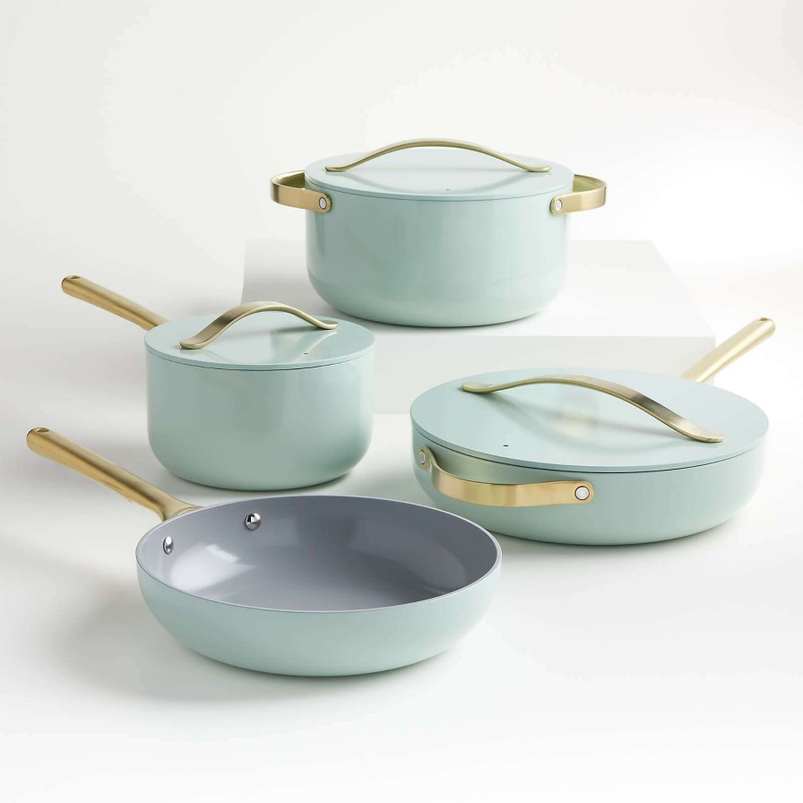 Cookware * | Best Choice Caraway Home 7-Piece Silt Green Non-Stick Ceramic Cookware Set