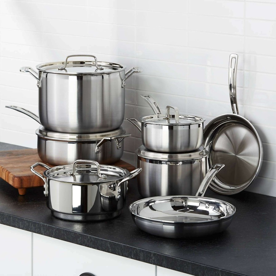 Cookware * | New Cuisinart Multiclad Pro 12-Piece Tri-Ply Stainless Steel Cookware Set