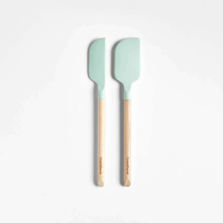 Kitchen Tools & Accessories * | Best Choice Crate & Barrel Wood And Mint Silicone Mini Spatulas, Set Of 2