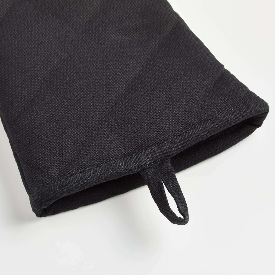 Kitchen Linens * | Good Quality Long Black Oven Mitt