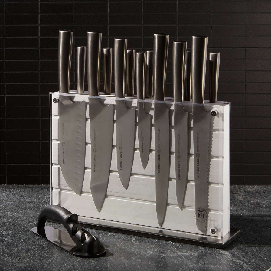 Cutlery * | Official Schmidt Brothers White Shiplap 15-Piece Knife Block Set