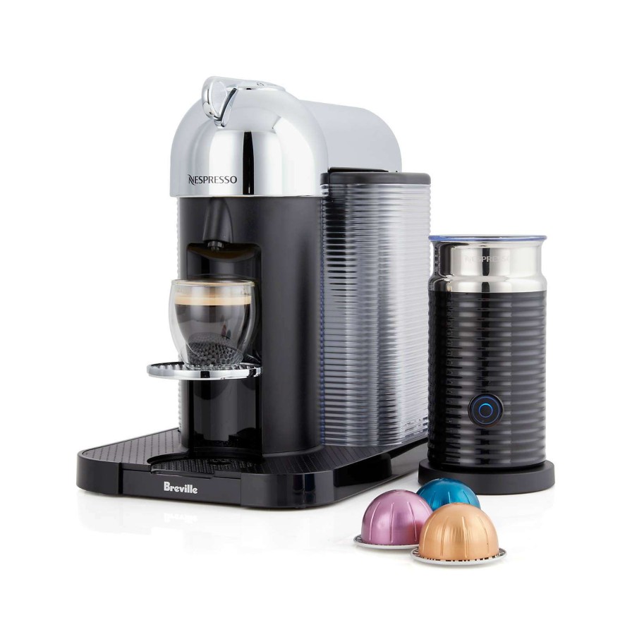 Coffee & Espresso & Tea * | Online Sale Nespresso By Breville Vertuoline Chrome Coffee And Espresso Machine Bundle