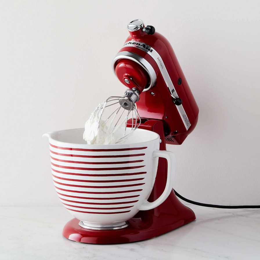 Appliances & Electrics * | Official Kitchenaid Stand Mixer Red And White 5-Qt. Ceramic Mixing Bowl With Spout