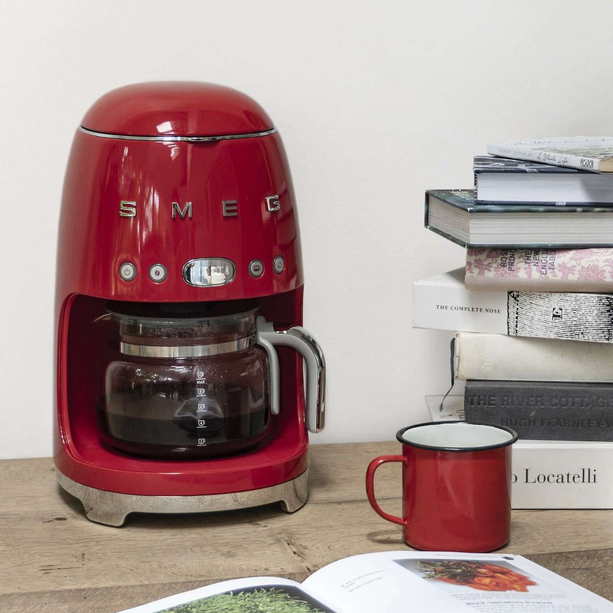 Coffee & Espresso & Tea * | With Discount Smeg Red Drip Coffeemaker