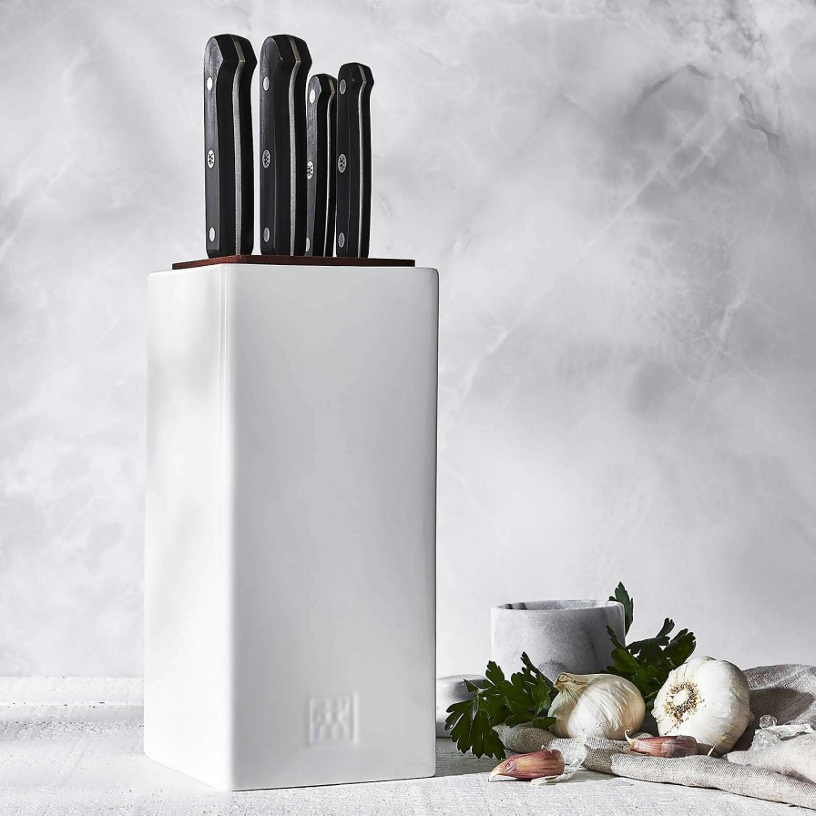 Cutlery * | Good Quality Zwilling J.A. Henckels Gourmet 5-Piece White Canister Knife Set