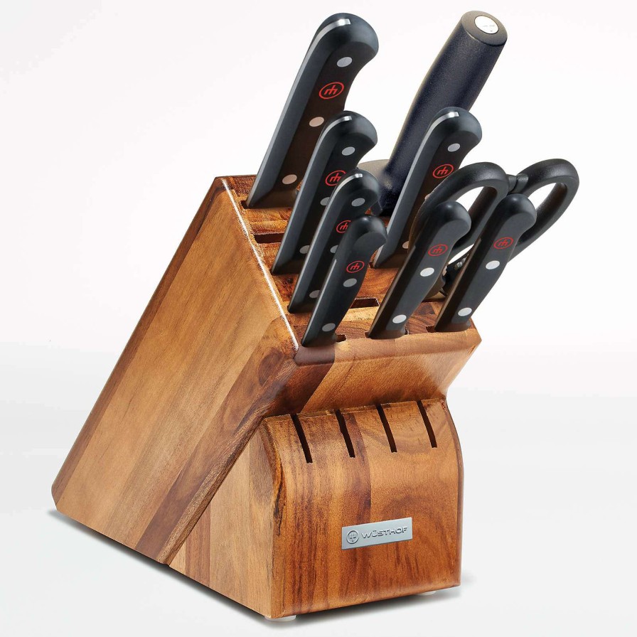 Cutlery * | Good Quality Wusthof Gourmet 10-Piece Acacia Knife Block Set