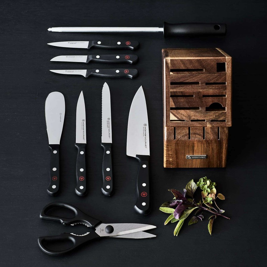 Cutlery * | Good Quality Wusthof Gourmet 10-Piece Acacia Knife Block Set