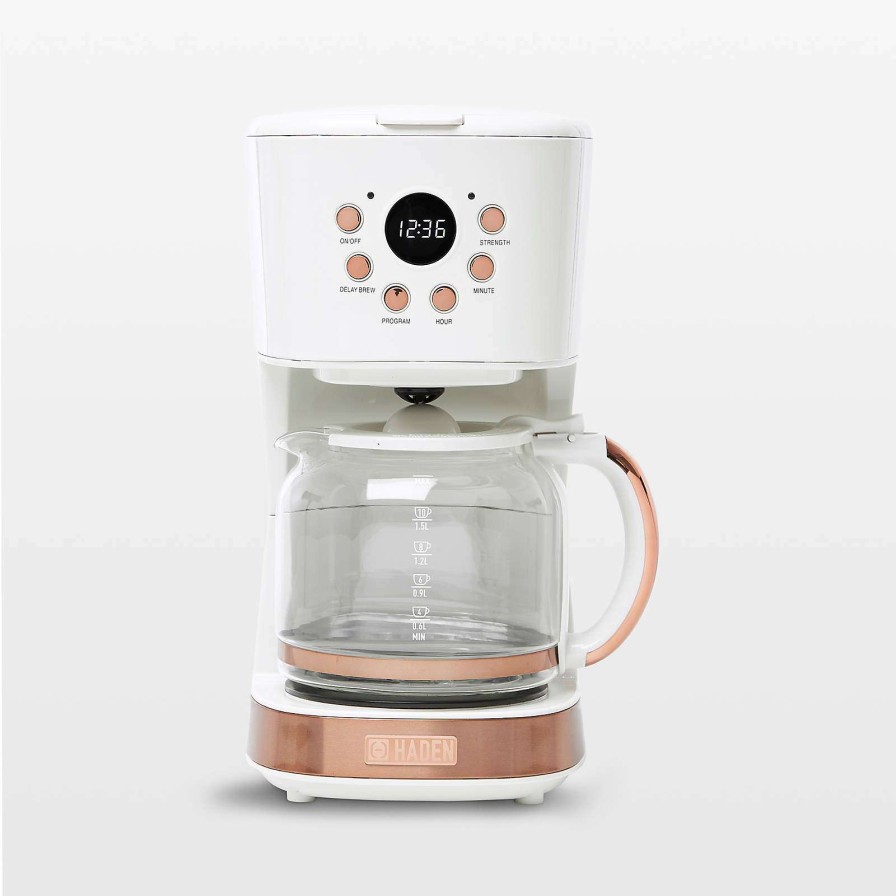 Coffee & Espresso & Tea * | Best Sale Haden Heritage Ivory And Copper 12-Cup Programmable Coffee Maker