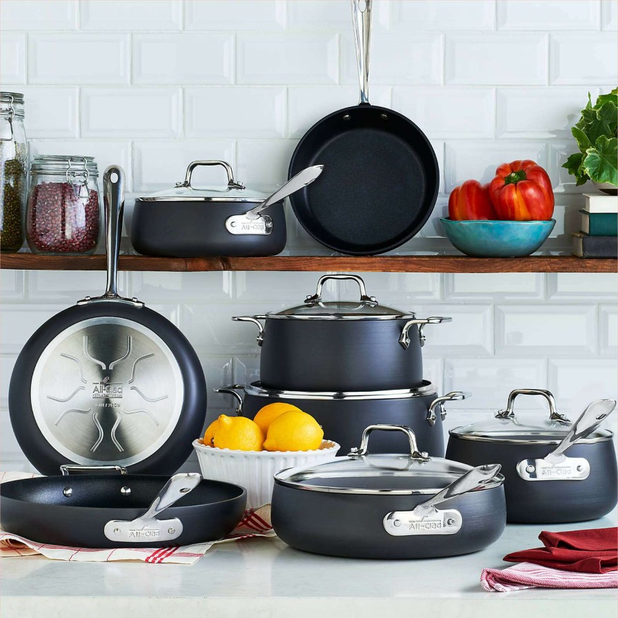 Cookware * | Best Sale All-Clad Ha1 Hard-Anodized Non-Stick 13-Piece Cookware Set With Bonus