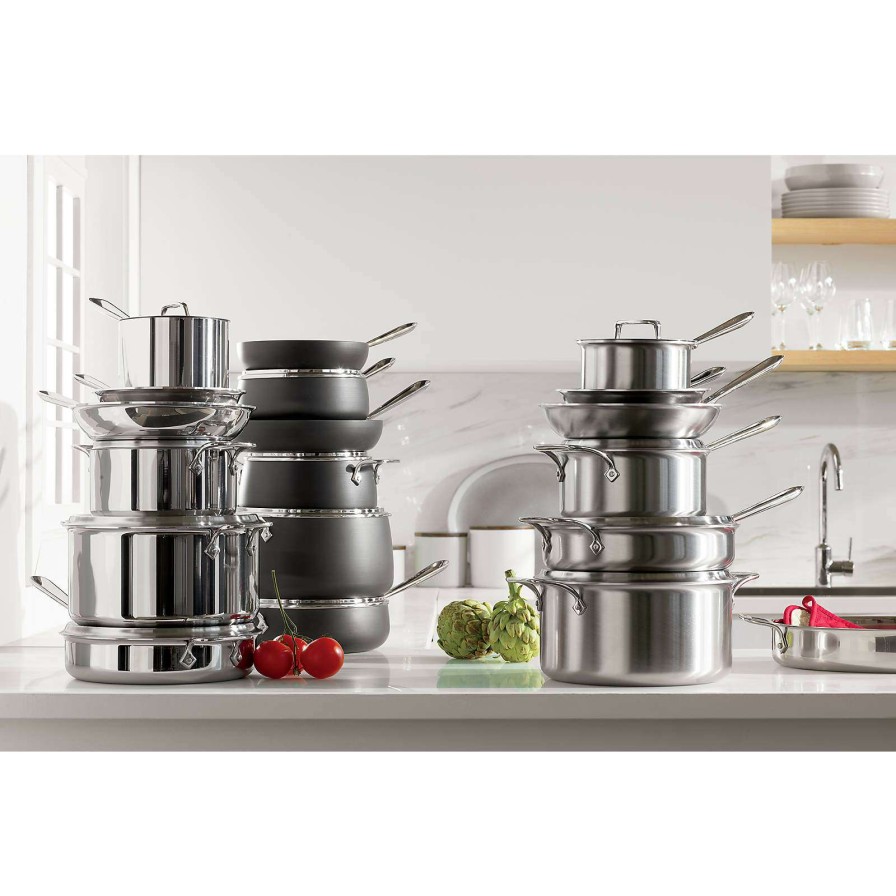 Cookware * | Best-Selling All-Clad D5 Brushed Stainless Steel 10-Piece Cookware Set With Bonus