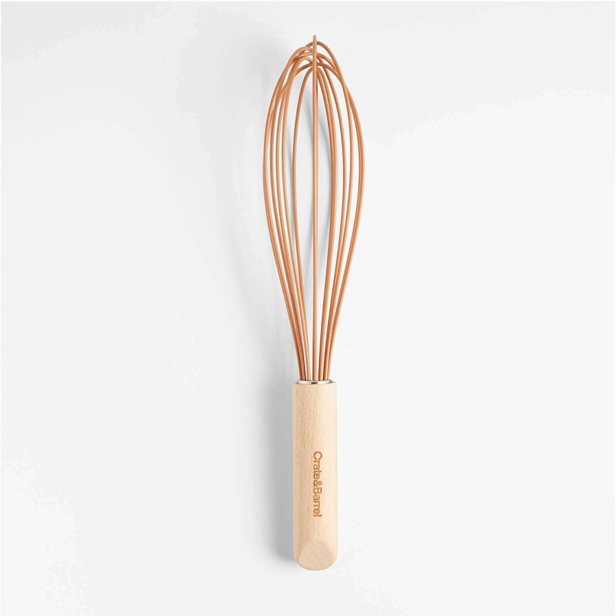 Kitchen Tools & Accessories * | Outlet Crate & Barrel Wood And Orange 12 Silicone Whisk