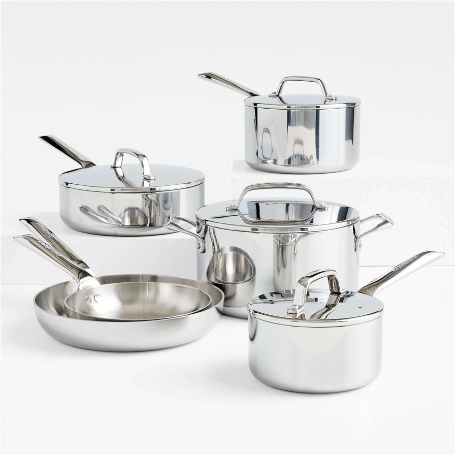 Cookware * | Official Crate & Barrel Evencook Core 10-Pc. Stainless Steel Cookware Set