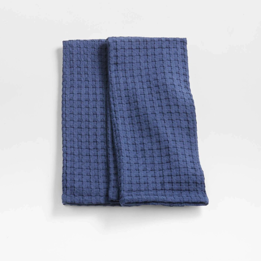 Kitchen Linens * | Outlet Oversized Waffle Indigo Dish Towels, Set Of 2