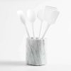 Kitchen Tools & Accessories * | Online Crate & Barrel White Silicone Utensils With Holder, Set Of 6