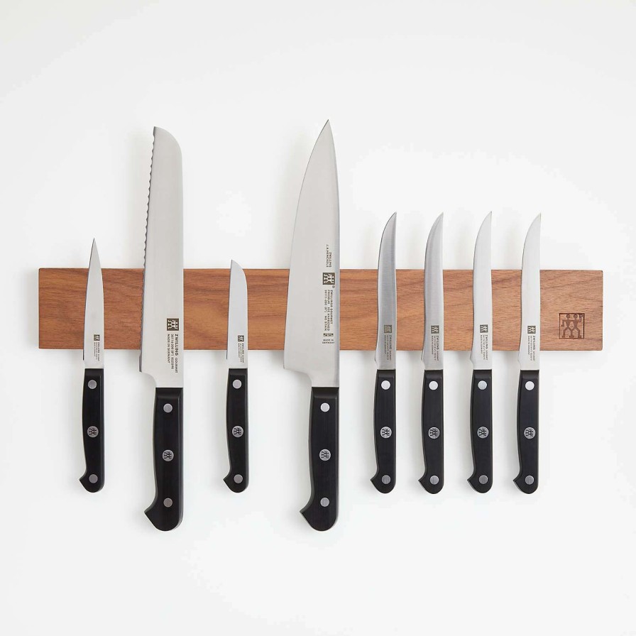 Cutlery * | Best-Selling Zwilling J.A. Henckels Gourmet 9-Piece Knife Set With Walnut Magnetic Knife Bar